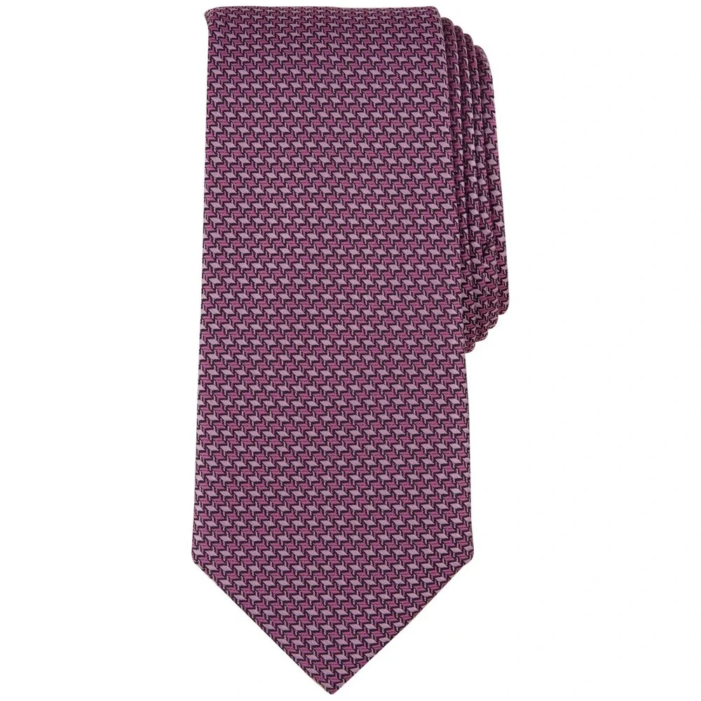 Alfani Mens Tie One Size Pink Textured Acton Mini Micro-Geometric Necktie NWT